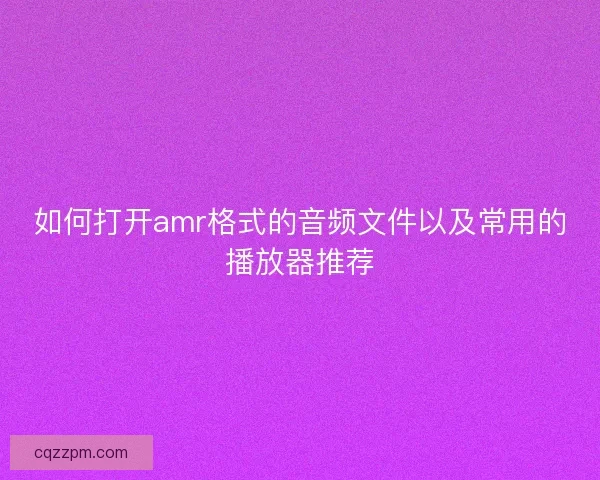 如何打开amr格式的音频文件以及常用的播放器推荐