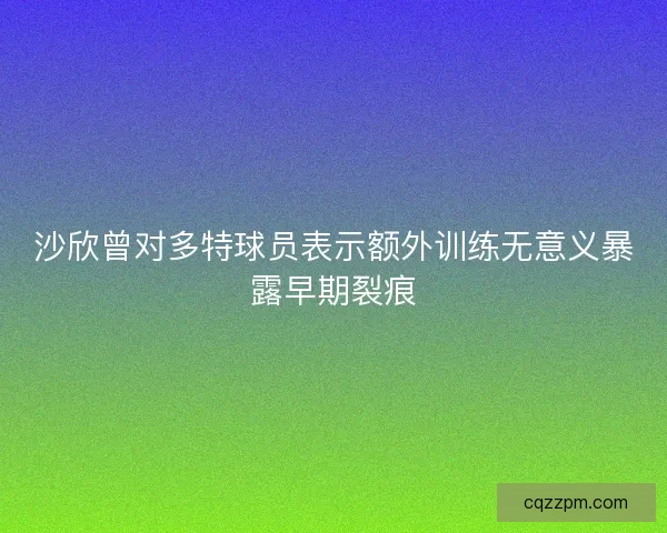 沙欣曾对多特球员表示额外训练无意义暴露早期裂痕